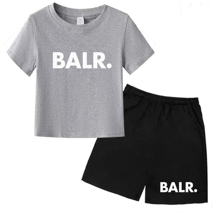 Kids T-shirt Summer Sunshine Brand Monogram Print Short Sleeve+Shorts 2P Boys Girls Toddler 3-12years Leisure Sports Jogging Set