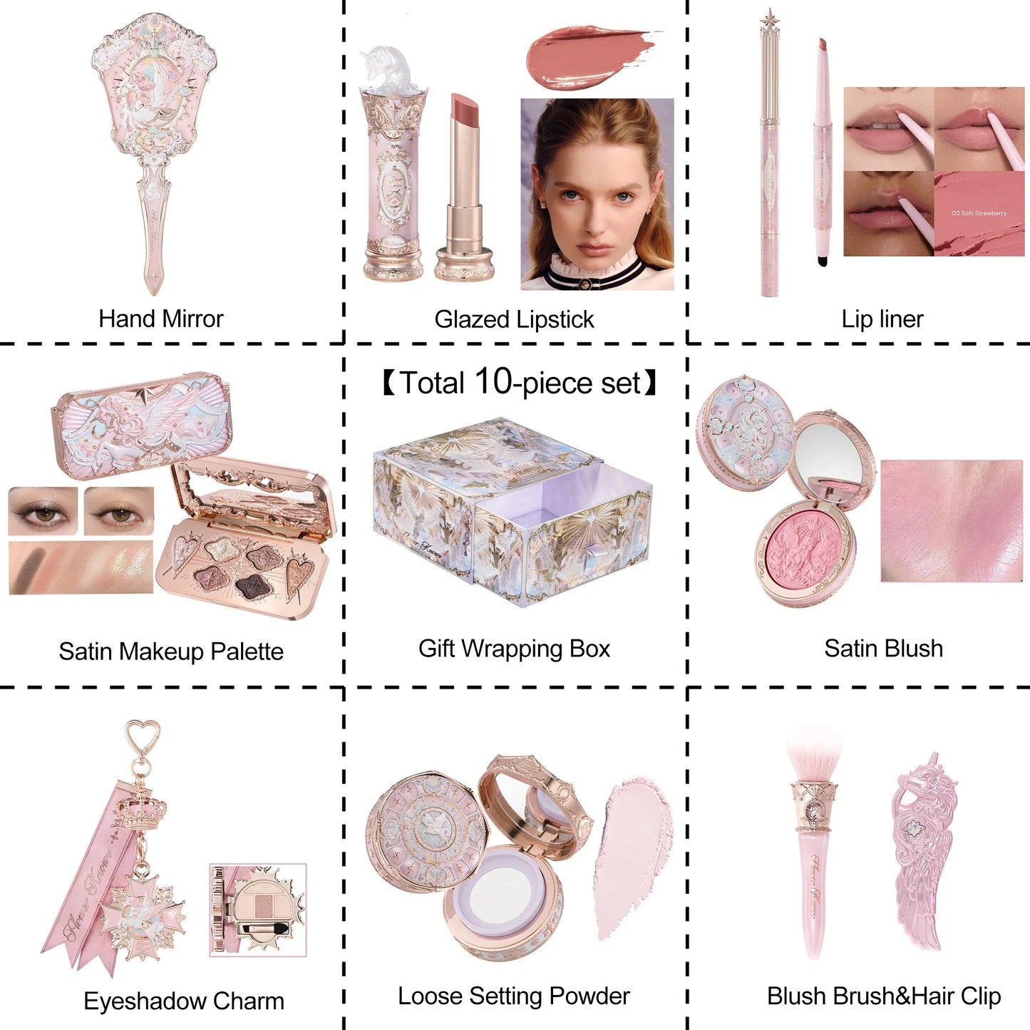 Knight Unicorn Makeup Gift Set Lipstick Blush Setting Powder Starlight Beauty Box Fairy Princess Luxury Cosmetics