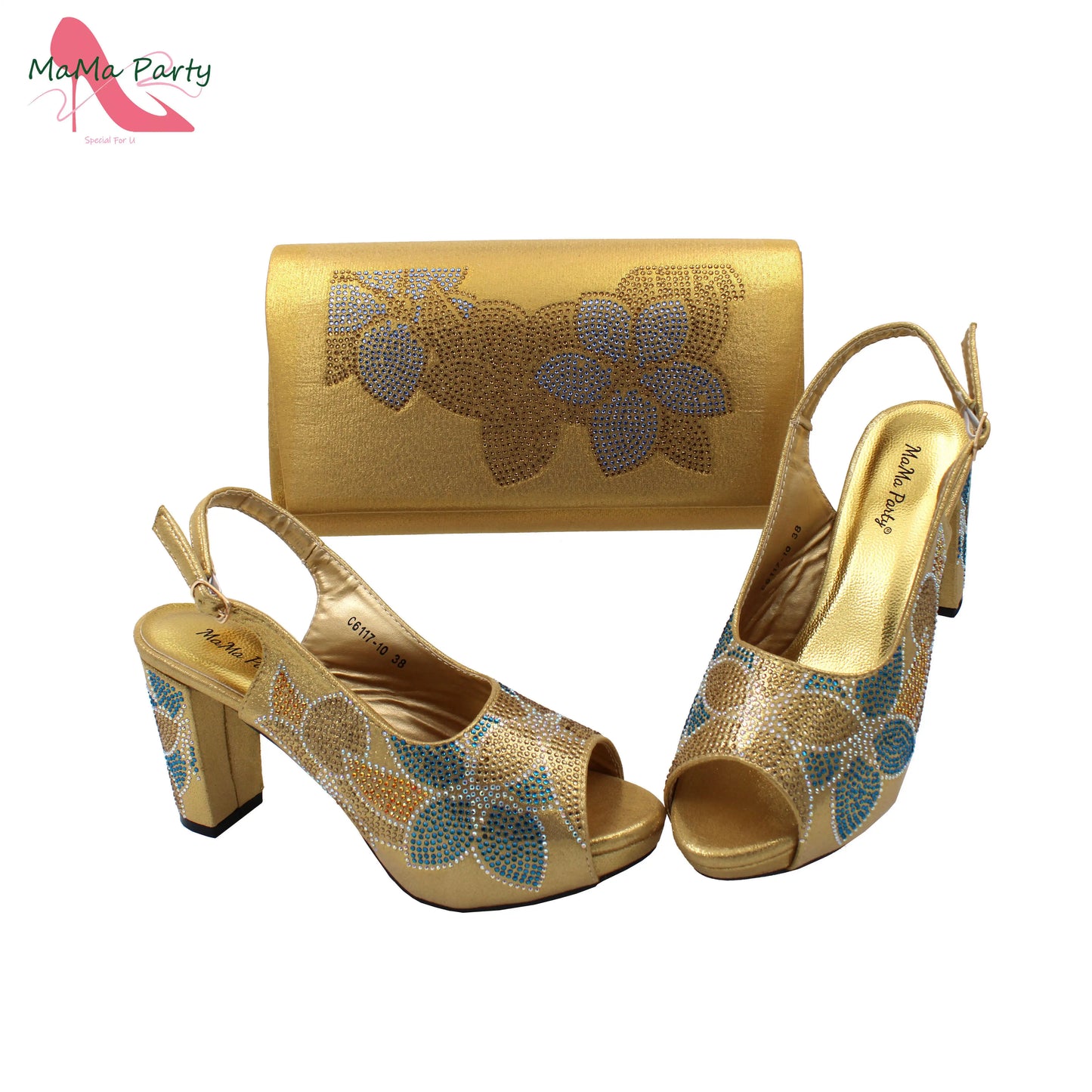 2024 Italian Design Shoes and Bag Set in Pink Color High Quality New Arrivals with Shinning Crystal for Wedding Party