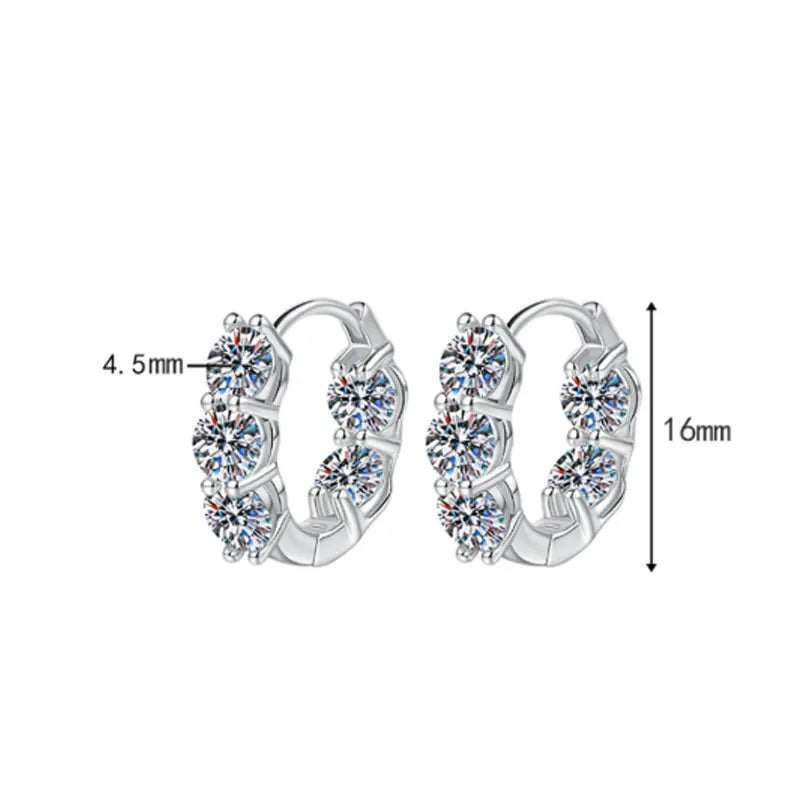 D VVS1 Full Moissanite Hoop Earring GRA Certified 925 Sterling Sliver Plated 18k Earrings for Women Party Gift Jewelry