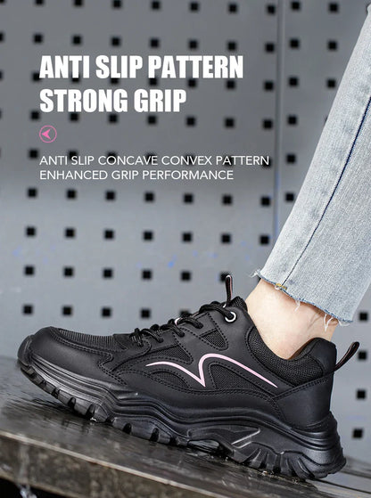Safety Shoes Women Work Sneakers Structured Shoes Pneumatic-Proof Protective Shoes Work Boots Steel Toe Female Platform Shoes