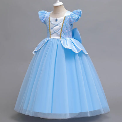 Cinderella Princess Cosplay Dress for Girl Kids Ball Gown Sequin Carnival TUTU Puff Mesh Clothing for Birthday Gift Purim Dress