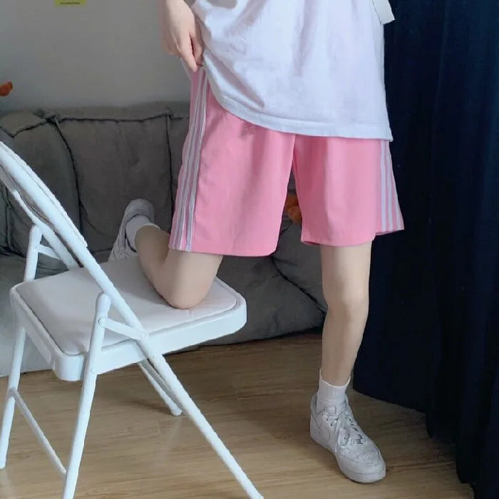Cotton sports shorts women's summer and Korean version loose wide-footed five-point pants