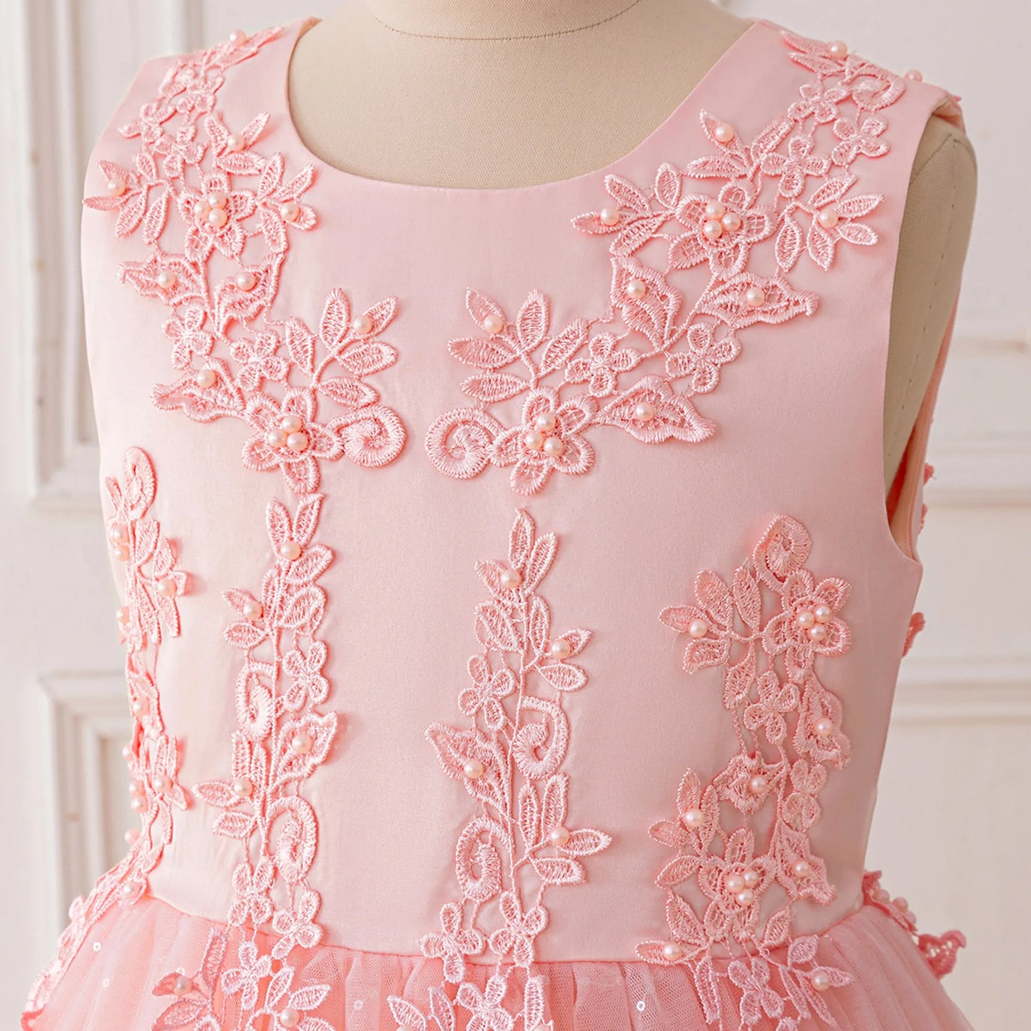 Summer Flower Baptism Bridesmaids Girls Dress Tulle Wedding Birthday Princess Party Dress Girls Graduation Evening Kids Clothing