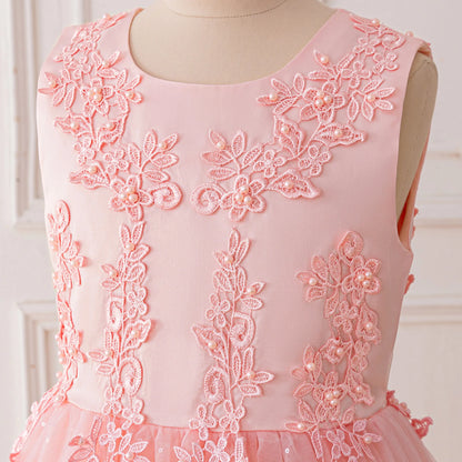 Summer Flower Baptism Bridesmaids Girls Dress Tulle Wedding Birthday Princess Party Dress Girls Graduation Evening Kids Clothing