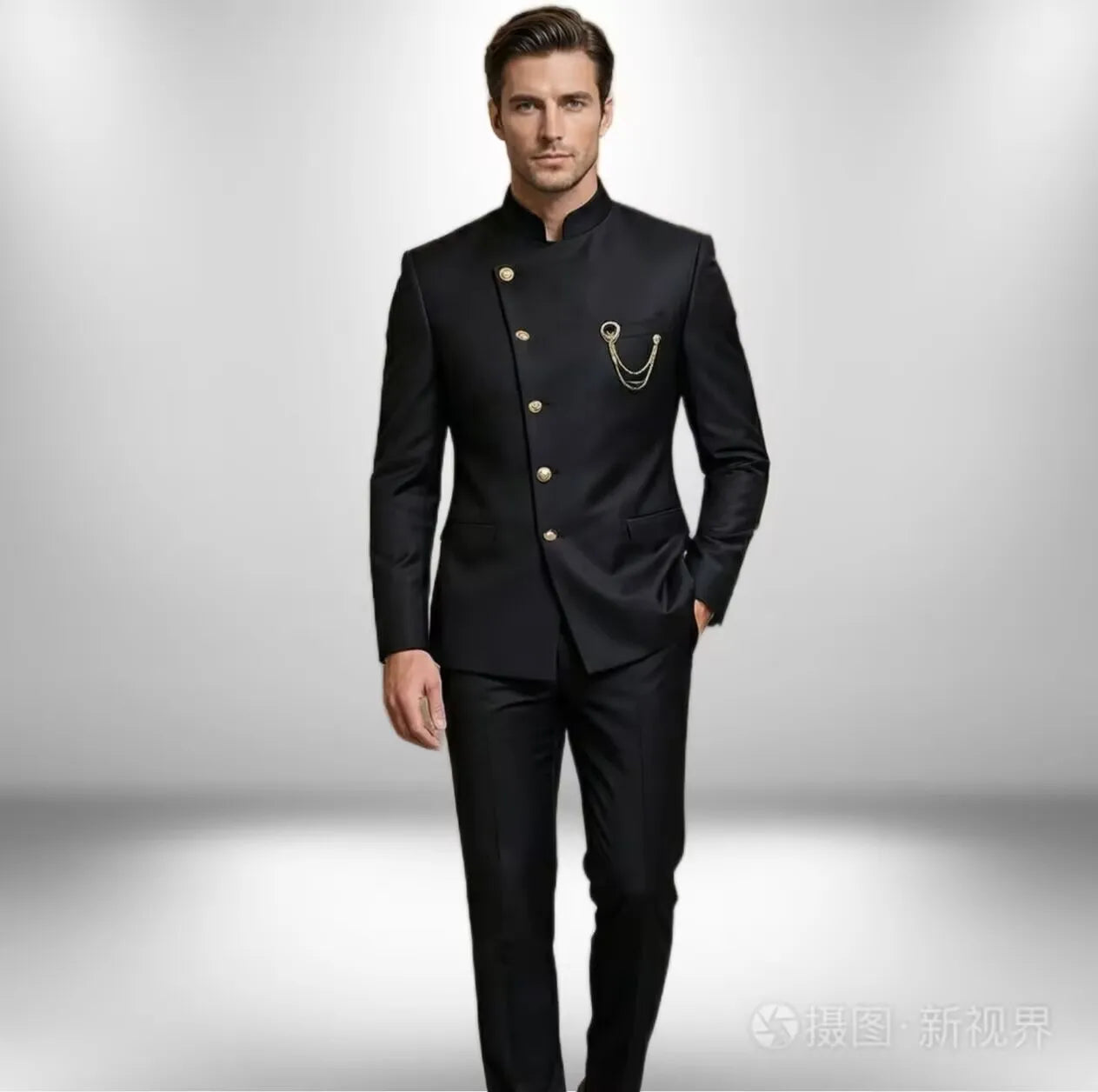 Formal Elegant Men's Suits 2 Piece Set New Design Black  Slim Fit Wedding Suits Groomsmen Party Tuxedo costumes homme