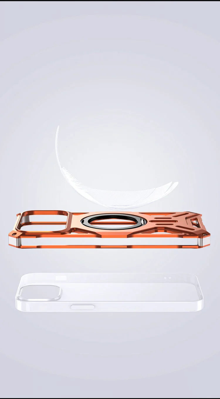 Metal Hollow Heat Dissipation Case For iPhone 17 Pro Max Magnetic Aluminum Alloy 360 Rotating Ring Holder Bracket Stand Cover