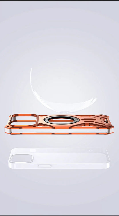 Metal Hollow Heat Dissipation Case For iPhone 17 Pro Max Magnetic Aluminum Alloy 360 Rotating Ring Holder Bracket Stand Cover