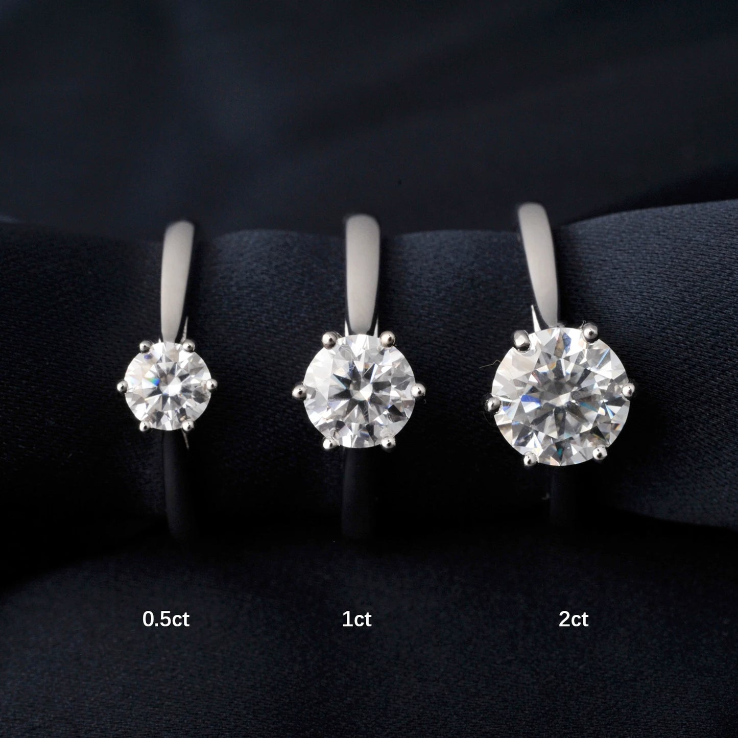 Moissanite D Color 0.5ct 1ct 2ct Round Cut S925 Sterling Silver Solitaire Wedding Engagement Ring for Women