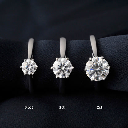 Moissanite D Color 0.5ct 1ct 2ct Round Cut S925 Sterling Silver Solitaire Wedding Engagement Ring for Women