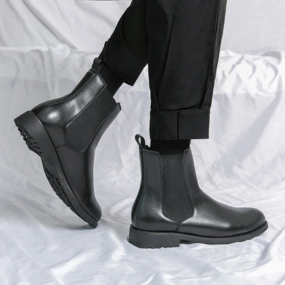 Classic Fashion Men Boots Winter Leather Shoes Autumn Business Chelsea Boots British Style Hombres Botas High Top Footwear Dress