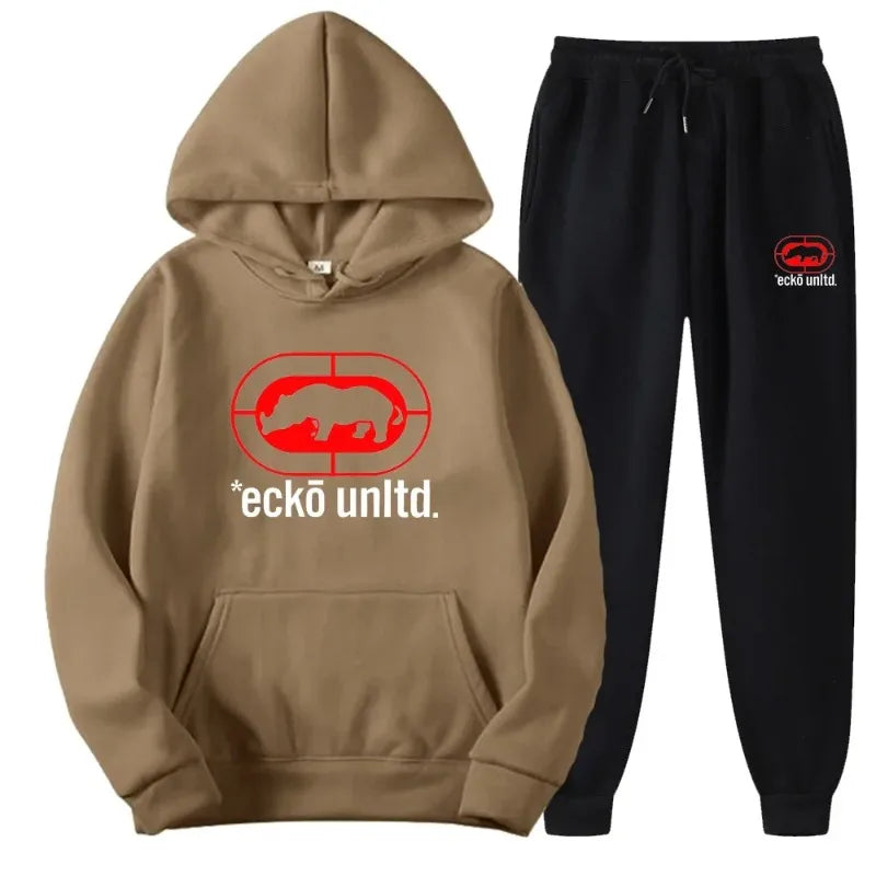 Ecko Unltd. Rhino Logo Sweatsuit  Hoodie and Joggers Two-Piece Set  Urban Street Fashion Casual Athletic Wear