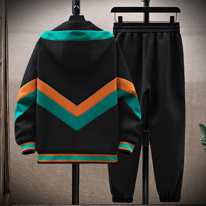 Spring Autumn Men's Sets Korean Fashion Joggers Suit Men Casual Men patchwork Streetwear Hooded Tracksuit Men Two Piece Set