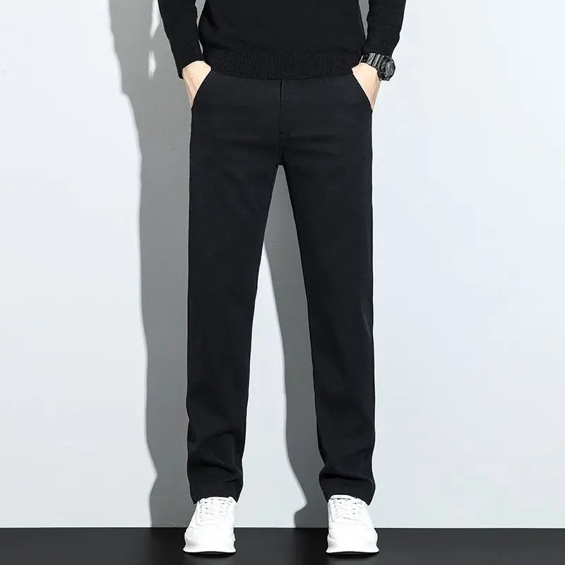 Korean Fashion Lyocell Casual Pants Men's New Spring Breathable Straight Elastic High Quality Daily Streetwear Male Trousers