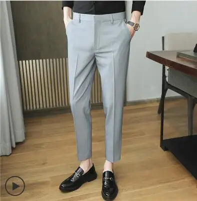 Men Solid Boutique Suits Pants Male Formal Wear Wedding Dress Trousers Quality Men British Style Business Casual Suit Pants 36