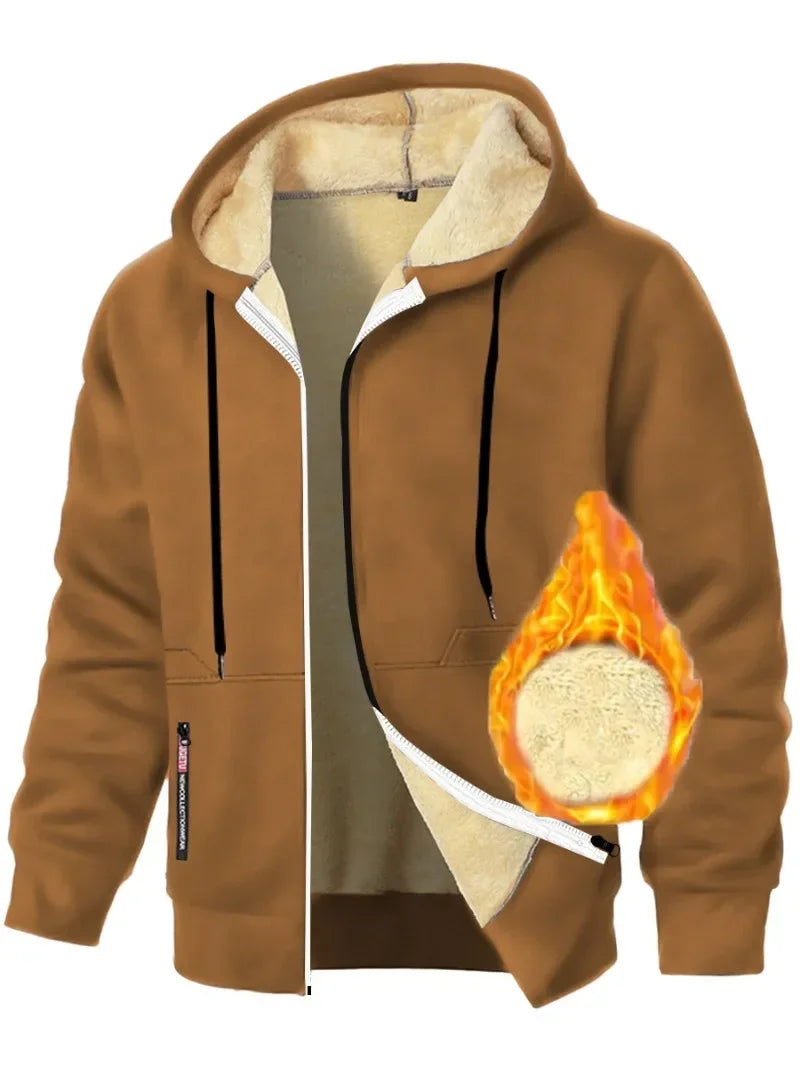 Animal Game Mens Casual Hooded for Men Fleece Sweatshirt Thick Sherpa Lined Hoodies Zipper Jacket Thick Heavyweight Sweatshirts