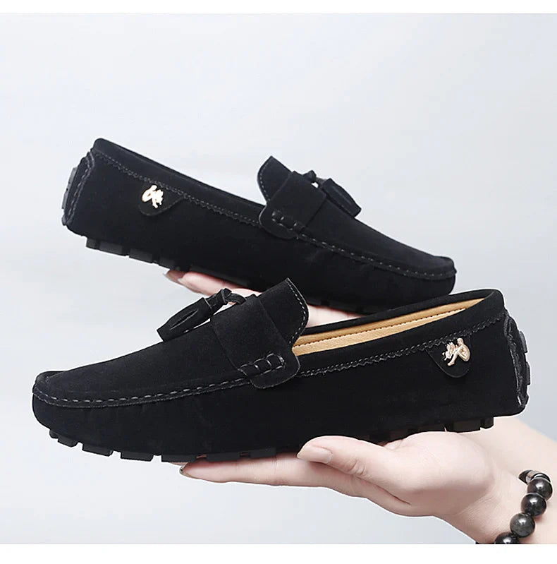2025 New Beanie Shoes Men's Tassel Frosted Soft Sole Korean Style Easiest for Match Fashion Casual Shoes British Lazy Driving Trbottomy Shoes