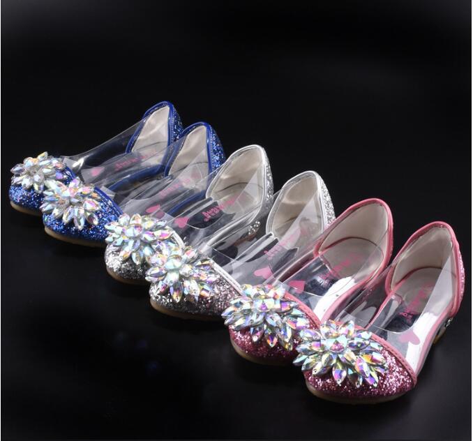 Fashion Cinderella Crystal Bright Diamond Shoes Girl Princess Single Shoes Girl Performance High Heels Shoes