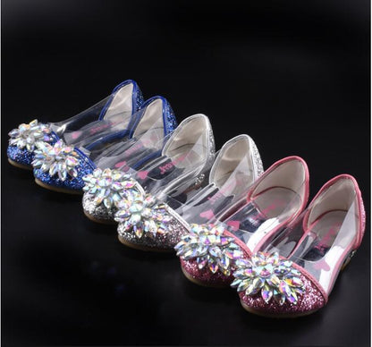 Fashion Cinderella Crystal Bright Diamond Shoes Girl Princess Single Shoes Girl Performance High Heels Shoes