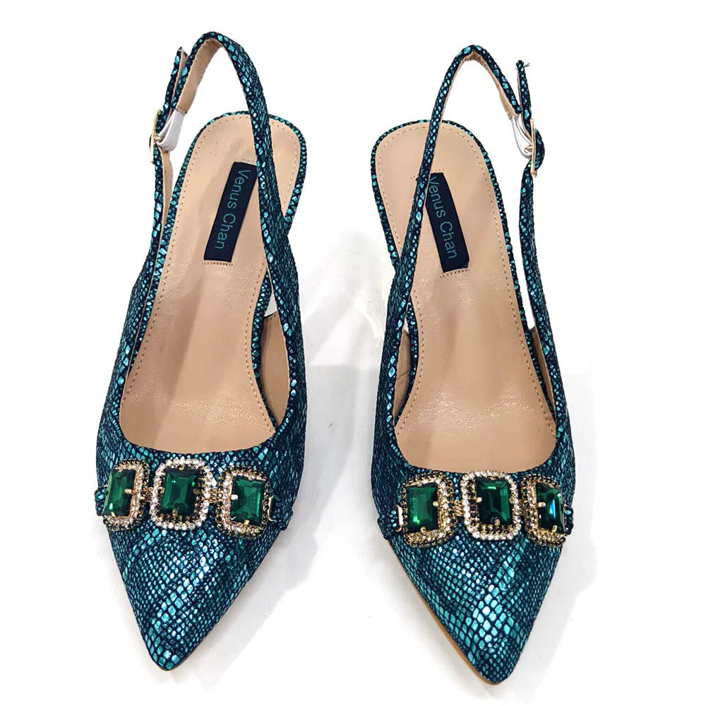 Ladies High Quality Women's Pumps And Bag Italian Fashion Design Dark Green Color Bag For Nigeria Wedding Party