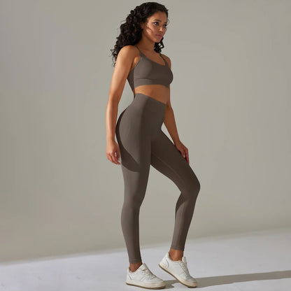 2 Pcs Women Yoga Set Sexy Seamless Sports Set Gym Fitness Bra Set Hip Push Up Leggings Set Workout Clothing Women Sportswear