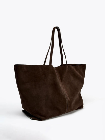Ladies' single-shoulder bag, cowhide handbag, super large capacity shopping bag, solid-color single-shoulder tote bag, a gift fo