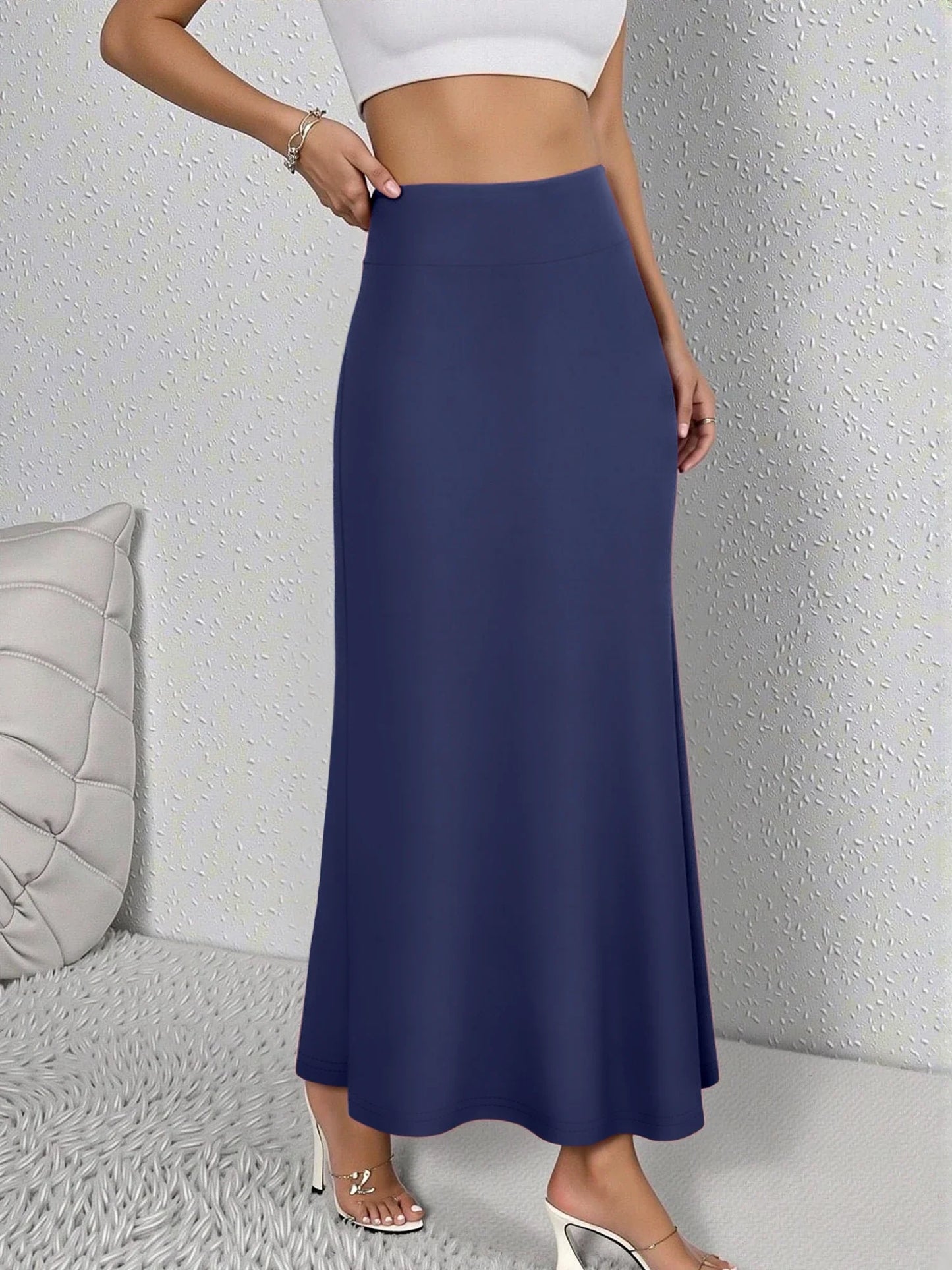 Women Midi Skirt High Waist A line Flowy Hem Breathable Material Perfect for Fashion Shoots Casual Streetwear Daily Errands