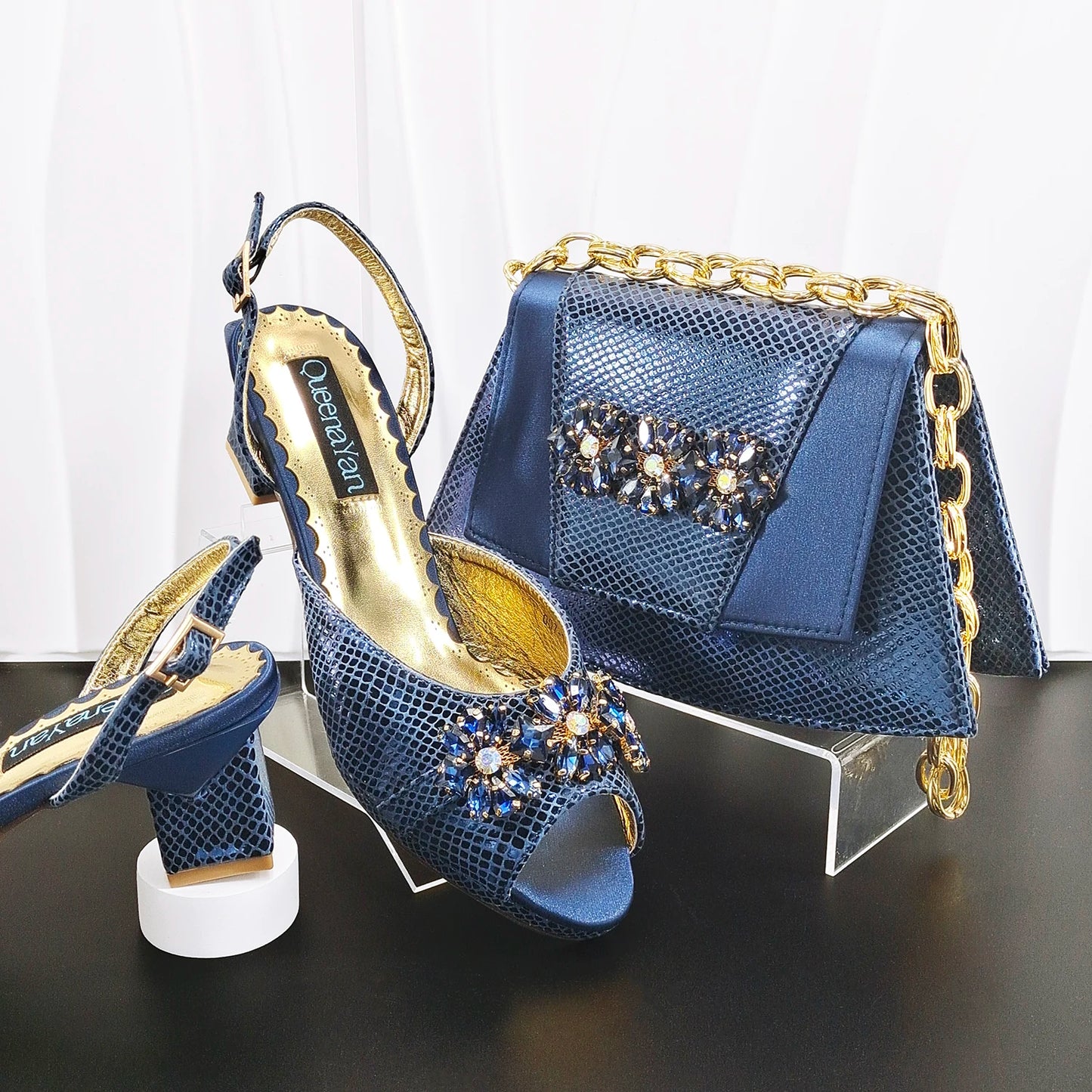 New Elegant 2026 Lilac Peep Toe Women Heels with Diamond Accents - Italian Design Matching Pumps and Bag Set for Parties