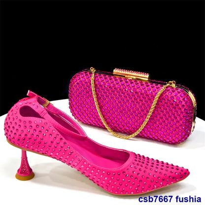 Women's Heels and Bag Set – Elegant Rhinestone Designer Shoes for Weddings & Special Occasions