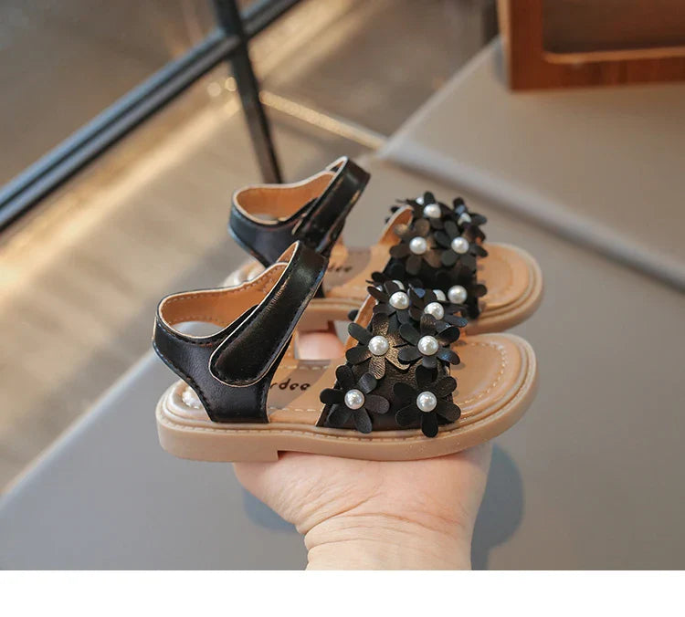 Little Girl's Shoes Bowknot New Summer Girls' Open-toe Sandals Princess Style, Beach Shoes, Soft Sole, Non-slip and Comfortable