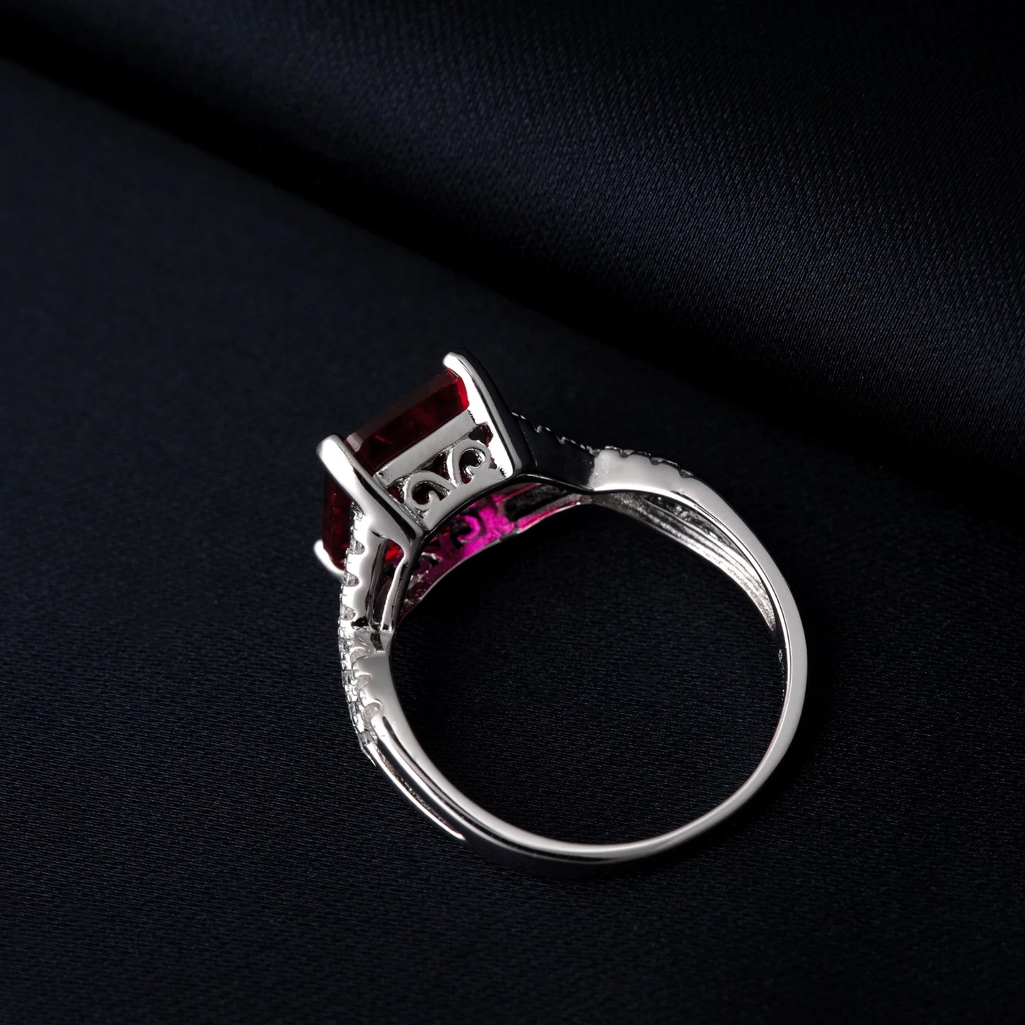 4.16ct Created Red Ruby 925 Sterling Silver Wedding Engagement Promise Ring for Women Fashion Party Jewelry Gift