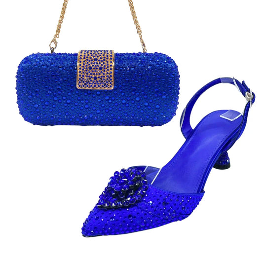 Women's Clutch Bag and Shoes Fairy Diamond High Heels Stylish Dress Shoes Pointed Toe Stiletto Heels Elegant Party Wedding Shoes