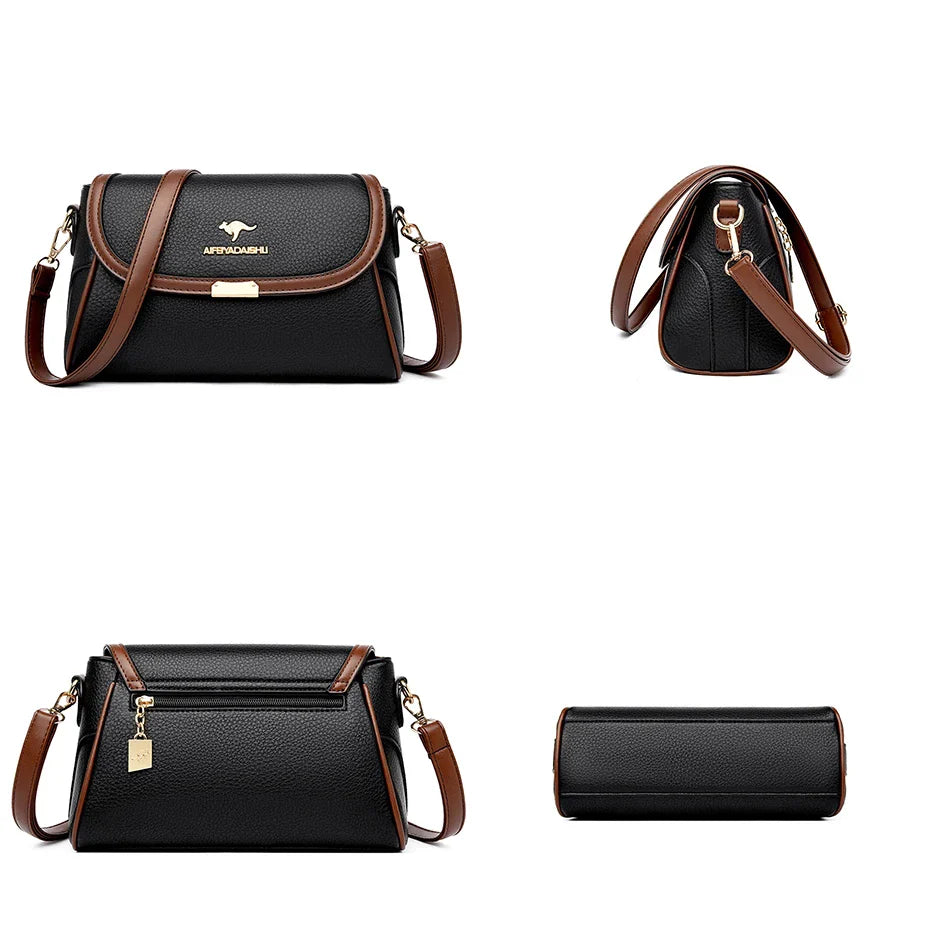 Solid Color High Quality Leather Small Shoulder Bagsfor Women 2024 New Messenger Bags with StrapDesigner Crossbody Bag Sac AMain