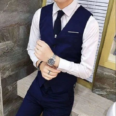 Men's Wedding Suit Three-Piece Set Brother's Match Groomsmen Formal Wear Business Casual Polyester Fiber Flat Collar Slit
