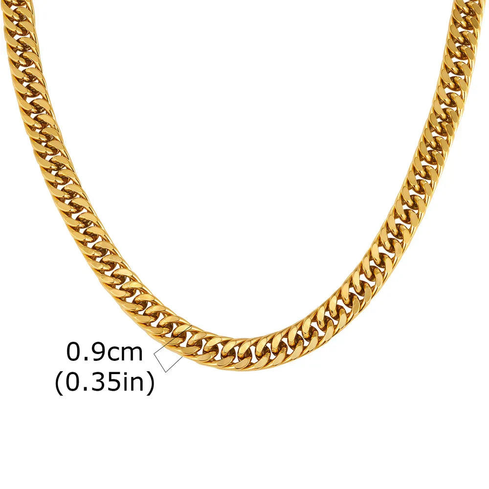 3/5/7/9mm Thick Cuban Chain Necklaces for Men Women,Simple Miami Curb Links Collar,Waterproof Stainless Steel Unisex Chain