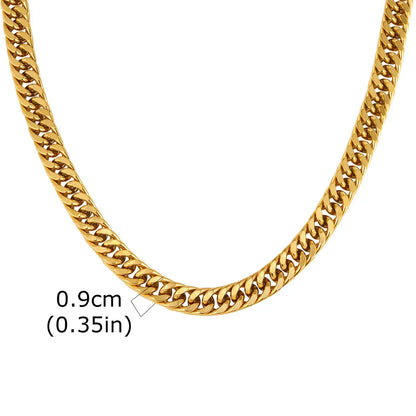 3/5/7/9mm Thick Cuban Chain Necklaces for Men Women,Simple Miami Curb Links Collar,Waterproof Stainless Steel Unisex Chain
