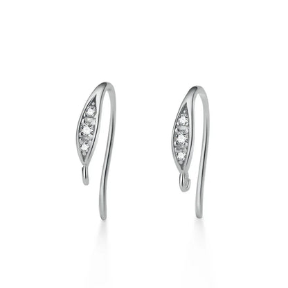 TrustDavis Real 925 Sterling Silver Fashion Dazzling CZ Opening Handmade Ear Hook Earring DIY Accessories Fine Jewelry HY365