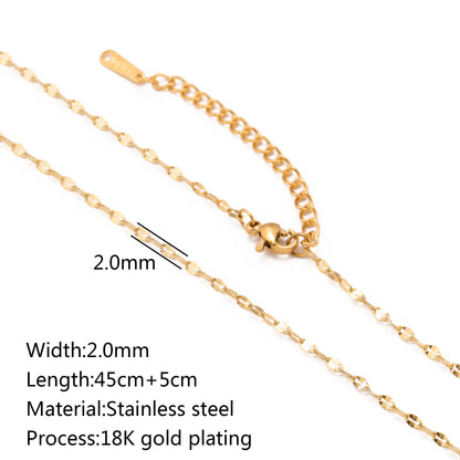 5Pcs/Lot Stainless Steel Bead Rope Link/Cuban/Paperclip Links Snake Chain Necklace Diy Women Jewelry 18K Gold Color Neck Chains