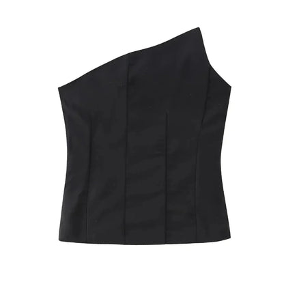 Women's Asymmetrical Bustier Tops, Sexy Backless, Side Zipper, Female Camis, Fashion