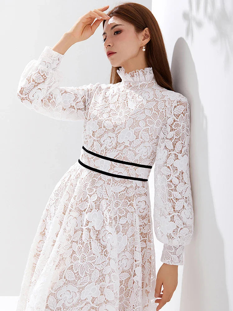 Quality Women Luxury Embroidered Long Maxi Evening Dress Elegant White New Long Sleeve Evening Party Dress Vestidos