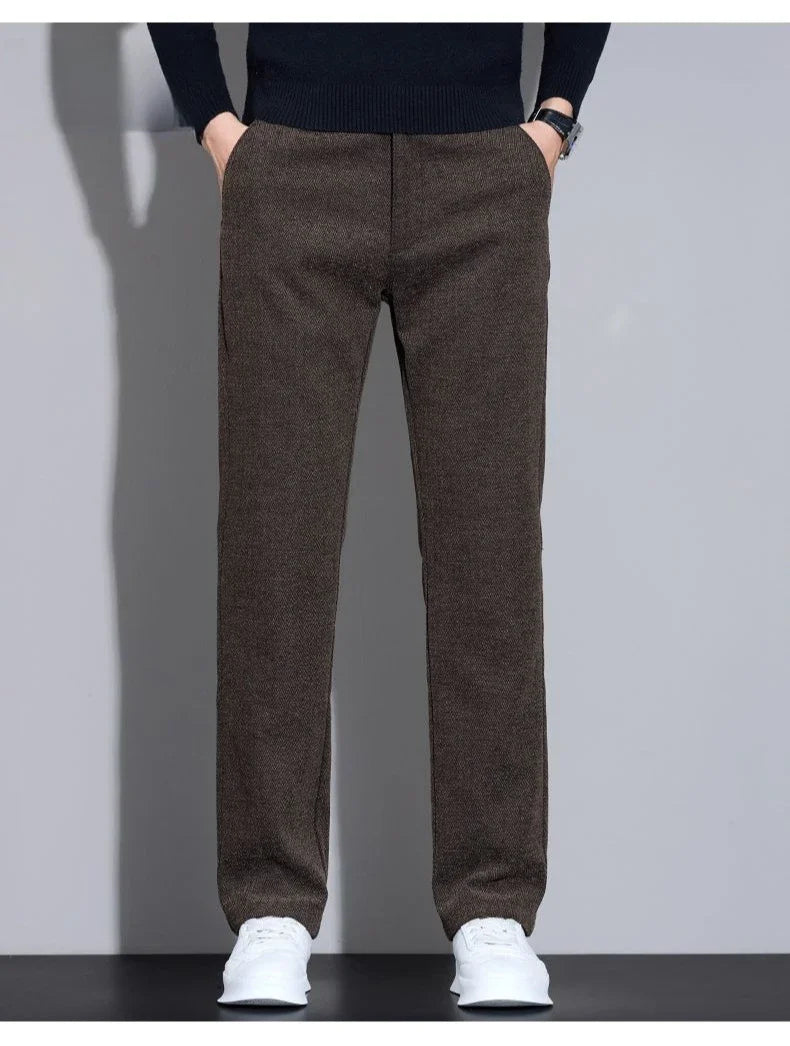 Men's Loose Casual Pants Autumn and Winter New Fashion Pocket Wide-leg Business Pants Comfortable Elastic Waist Stretch Pants