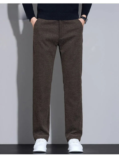Men's Loose Casual Pants Autumn and Winter New Fashion Pocket Wide-leg Business Pants Comfortable Elastic Waist Stretch Pants