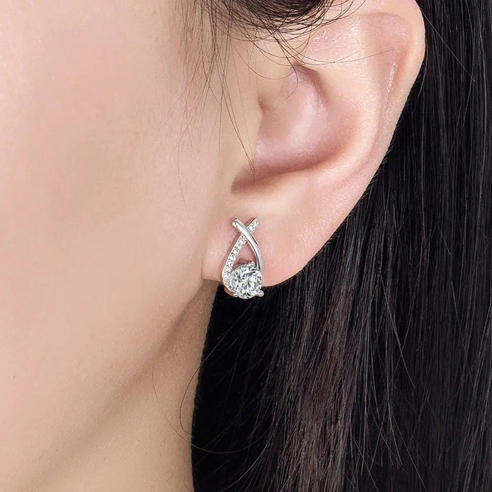 Vintage Cross Stud Earrings For Women Girls Korean Style Elegant Crystal Jewelry Ear Rings Fishtail Lady Earrings Gift