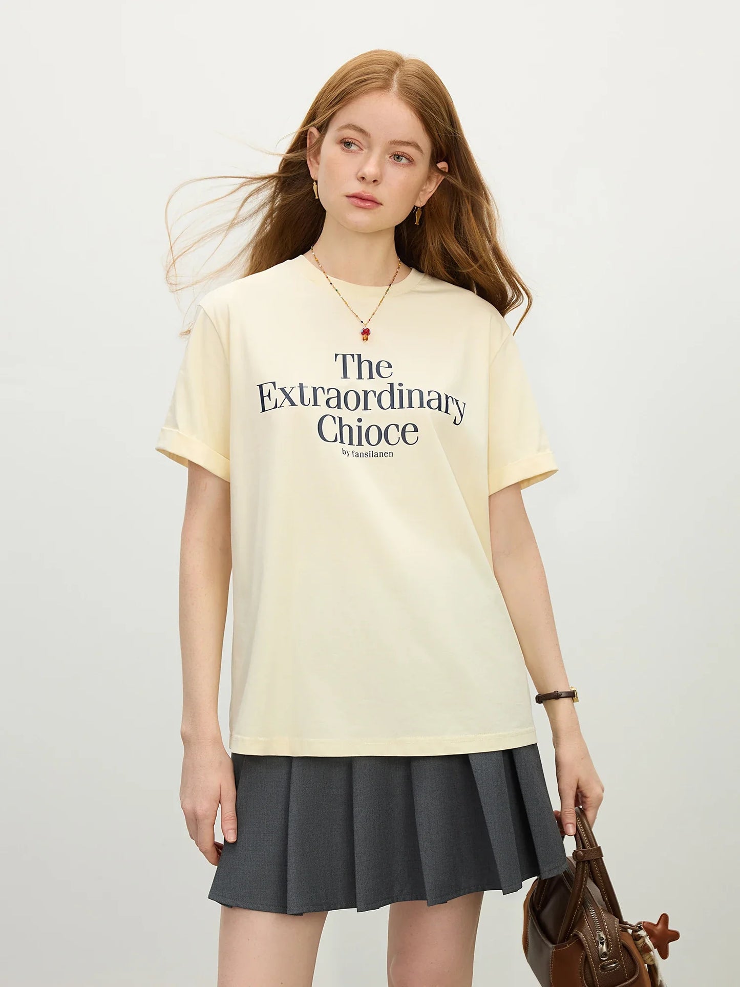 Round Neck Casual All-match Letter Short-sleeved T-shirt for Women 2025 Summer Vacation Season Fashionable Top 25FS12211