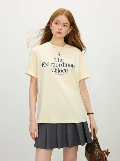 Round Neck Casual All-match Letter Short-sleeved T-shirt for Women 2025 Summer Vacation Season Fashionable Top 25FS12211