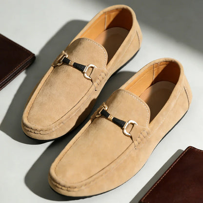 Classic Suede Leather Shoes Men Slip On Loafers Preppy Lightweight Breathable Wallking Driving Shoes Comfort Casual Men Sneakers