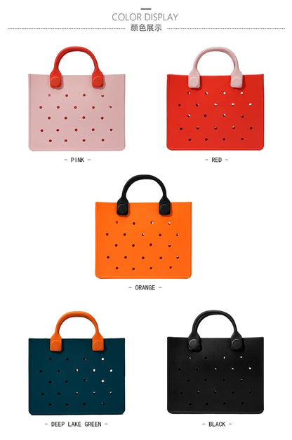 Large Leather Shoulder Bag Handbag Tote Bag Storage for Women Casual Waterproof Beach Bag Hole Fit Charm Fashion Storage Bag