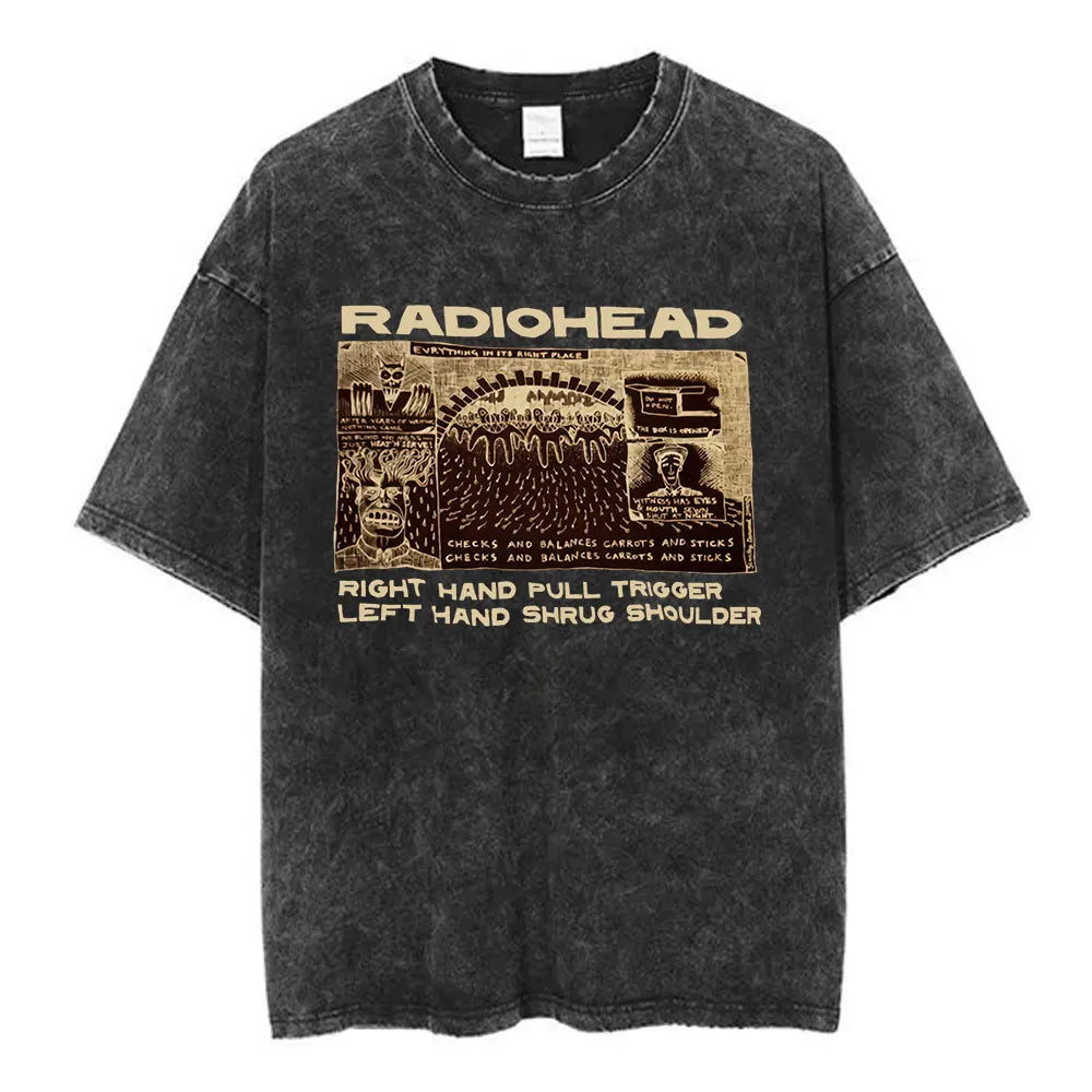 Rock Band Washed Cotton T Shirt Men Women Hip Hop Music Tee Fashion Short Sleeve Tshirt Summer Oversized T-shirts Tops