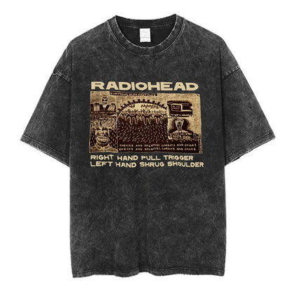 Rock Band Washed Cotton T Shirt Men Women Hip Hop Music Tee Fashion Short Sleeve Tshirt Summer Oversized T-shirts Tops