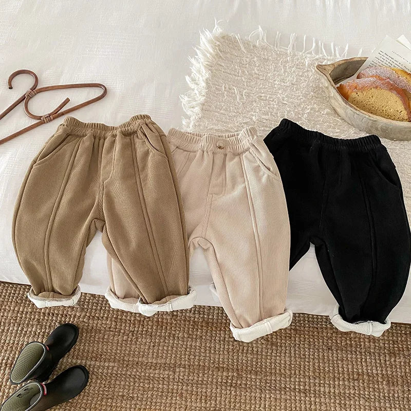 Spring Autumn Solid Kids Boys Straight Pants Fashion Children Clothing Trousers Brief Jeans for 1-6 Years